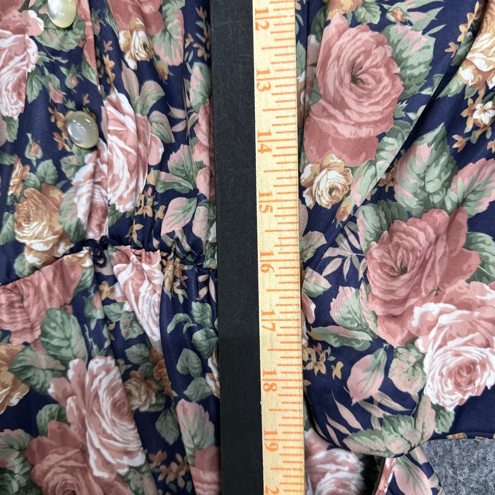 Whirlaway Frocks Dress Womens Size 14P Navy Blue Floral Lace Collar Vintage USA - Picture 3 of 7
